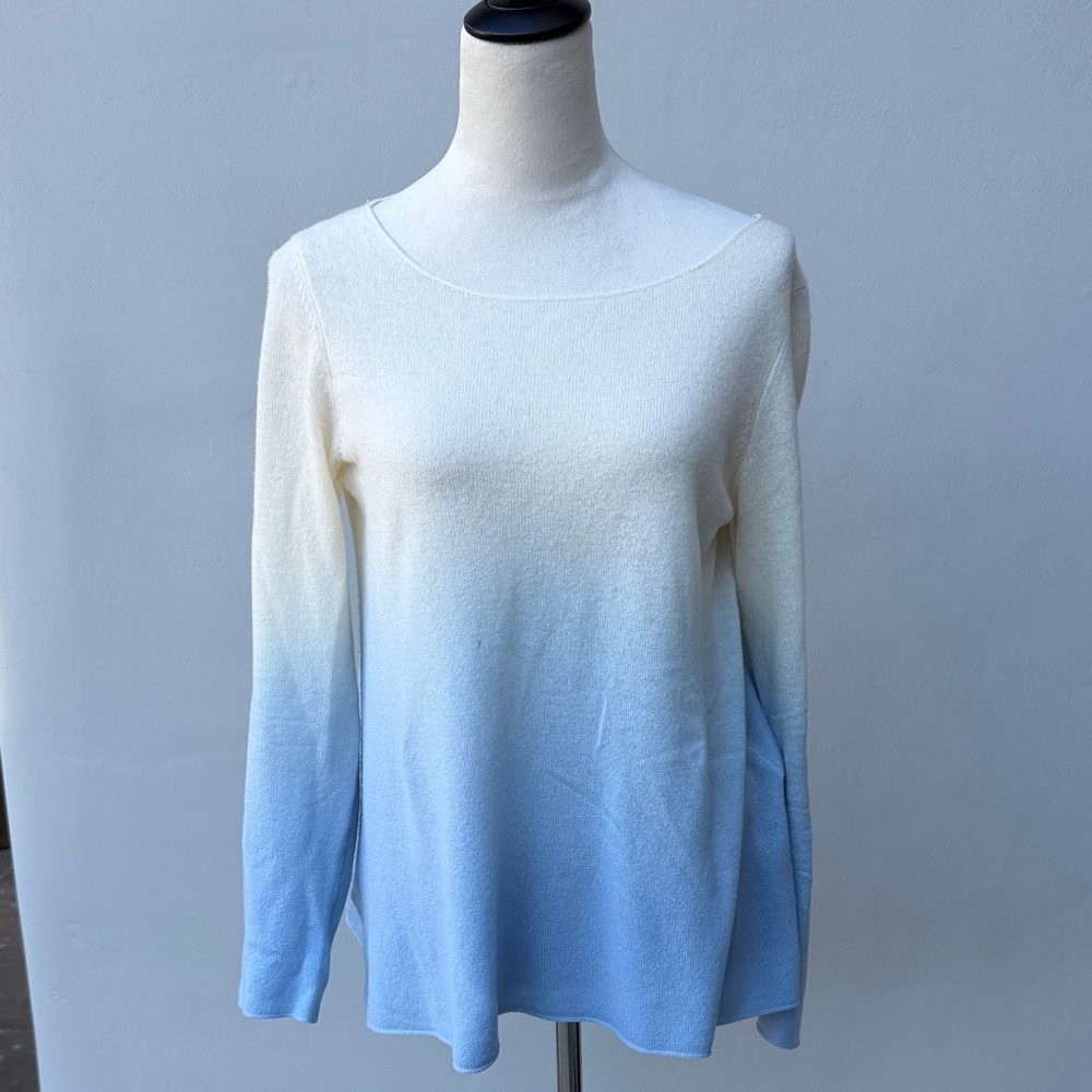 JOIE Cream OFF-White Blue Ombre Cashmere Baggy Sweater Size Small